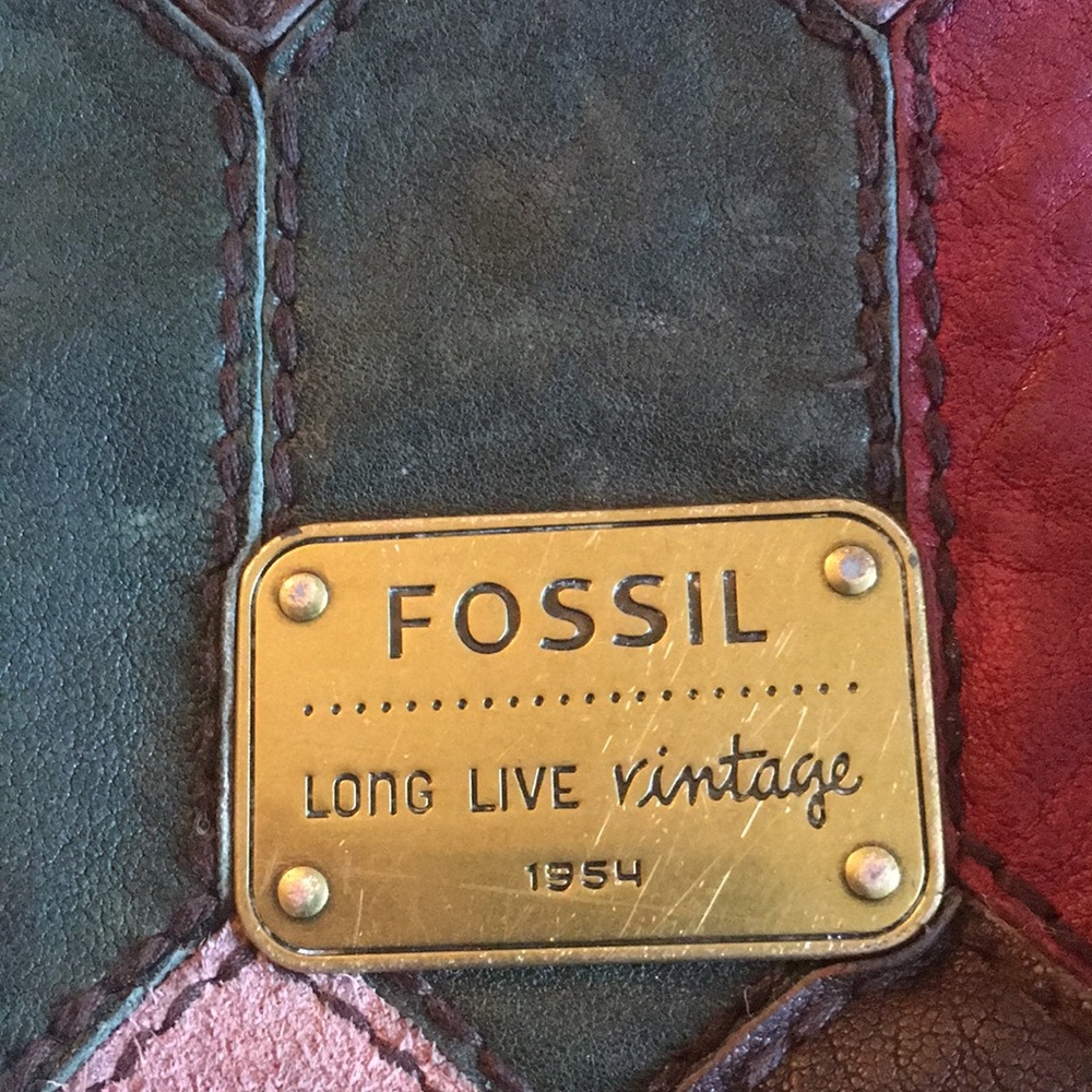 Fossil Vintage Leather Boho Patchwork Crossbody - image 3